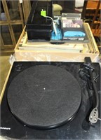 Crosley Record Player & Speakers; Records, Tapes