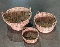 3 Assorted Sizes Hand Woven Baskets