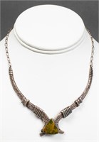 Native American Silver & Jasper Torque Necklace