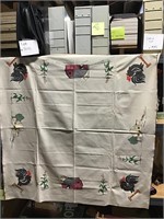 Vintage country themed table cloth hand painted