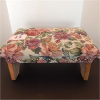 TAPESTRY UPHOLSTERED FOOTSTOOL 17IN