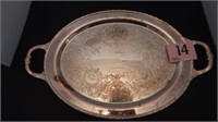 HANDLED SERVING TRAY BY WM. ROGERS "EVANDALE"