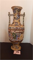 DOUBLE HANDLED ORIENTAL THEMED VASE 22IN