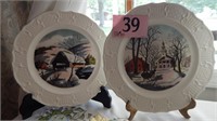2 HAND-PAINTED PLATES BY DELAND STUDIOS 10IN