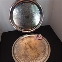 2 SILVER PLATED SERVING TRAYS 12IN