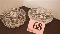 2 CRYSTAL ASHTRAYS 6IN