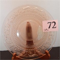PINK DEPRESSION GLASS PLATE 10IN