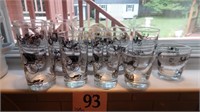 10 PC LIBBEY ANTIQUE BUGGY CAR DRINKING GLASSES