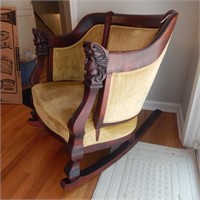 EMPIRE BARREL ROCKING CHAIR WITH CARVED FACE