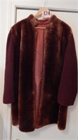LADIES FUR JACKET WITH KNIT SLEEVES SIZE L