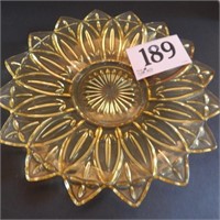 YELLOW GLASS SERVING PLATE 12IN