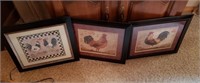 Wall Art: 3 Rooster Pictures