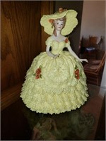 Vintage Lace Draped Porcelain Doll (Yellow)