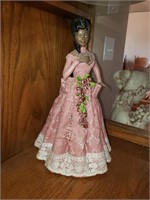 Vintage Lace Draped Porcelain Doll (Pink)