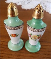 Green and White Salt and Pepper Shakers
