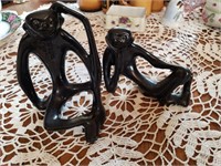 Whimsical Ceramic Monkey Figures Black Skinny