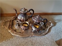 Tea Set on Engraved Serving Platter