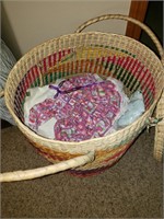 Basket of Doll Making Clothes and Fabrics