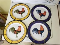 4 Plastic Rooster Plates