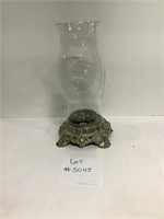 Vintage candle holder glass shade has an owl