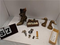 Dominoes, Brass Book Ends, Iron Boot