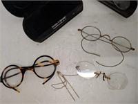 Antique Glasses, Straight Razor, Tin