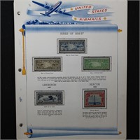 US Stamps Airmail Collection on Pages