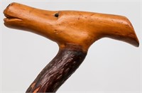 19th C. American Folk Art Wood Horse Effigy Cane