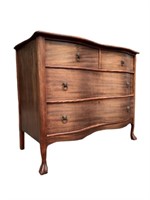 Vintage Wooden Clawfoot Serpentine Dresser