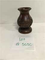 Hand carved wooden vase vintage