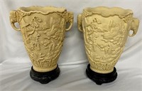 Pair of Asian Decorator Elephant Vases