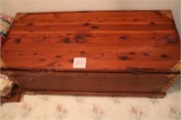 Cedar chest with contents and miscellaneous