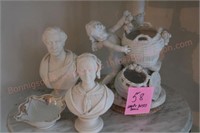 Lamp and bust figures