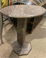 Beautiful speckled marble side table, oval top,