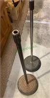 Two vintage weighted microphone stands, no tops