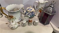 Group lot includes a blue Willow teapot, two