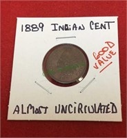 1889 Indian cent, almost uncirculated, good