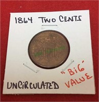 1864 two cents, uncirculated, big value.(1178)