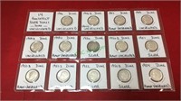 Coins, 14 Roosevelt silver dimes, some