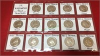 Coins, 14 Washington proof quarters,