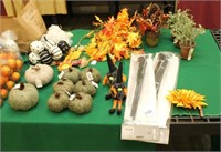 table lot to include Autumn decorations,