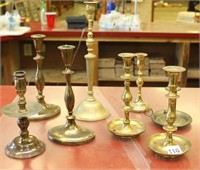 (7) assorted brass candle sticks