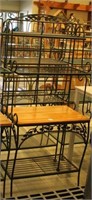 black painted baker's rack/shelf with one pine