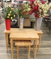 (3) pine decorative display stands and (3)