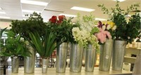 (8) gladiola buckets with artificial plants and
