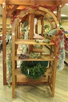 arch top arbor style display with three shelves