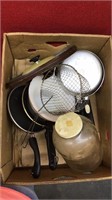 Box Deal of Pans, Pan and Pot Lids, Jar, Fryer