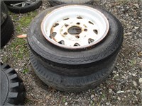 2 TRAILER TIRES AND RIMS