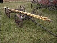 Antique steel wheel wagon w/ bunks, steel