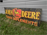 Porcelain John Deere Farm Implements sign 24"x72"